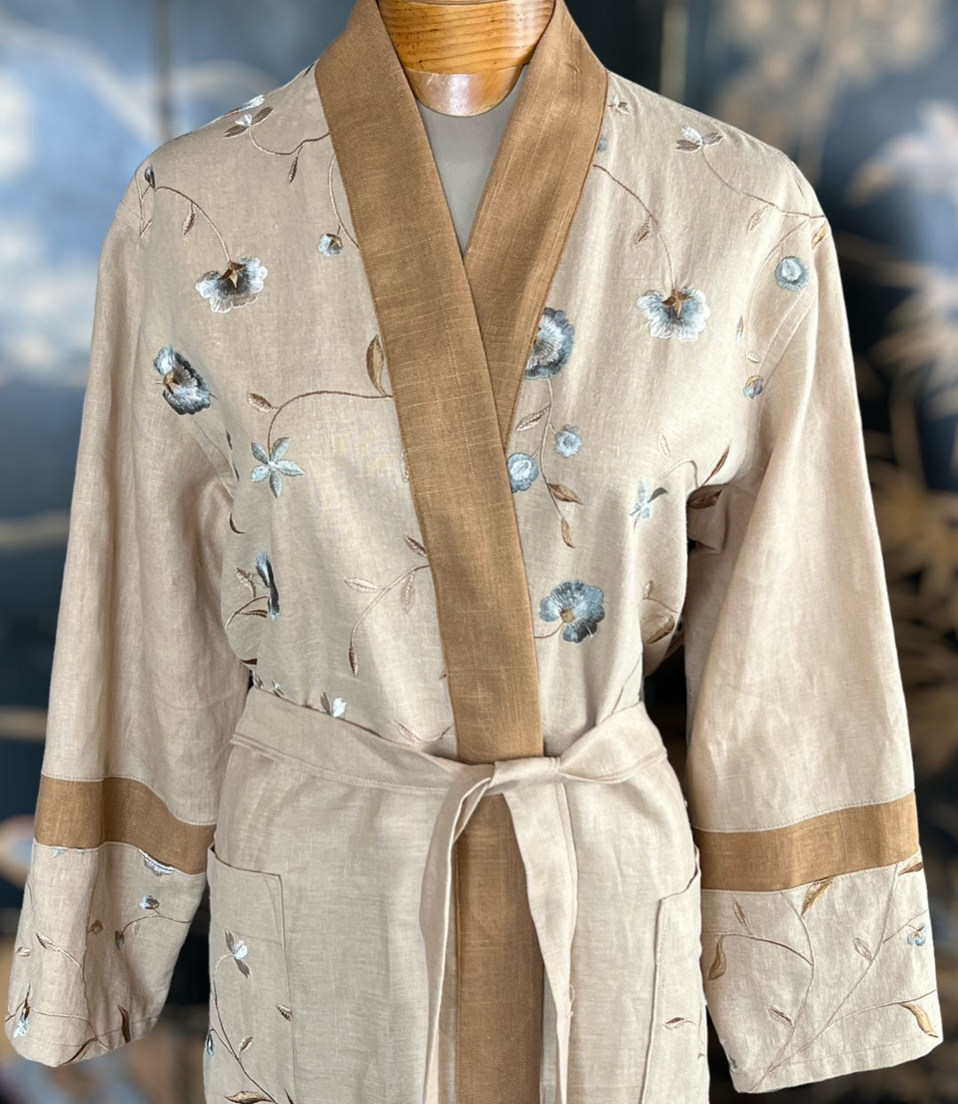 Embroidered linen robe made by Pandora's
