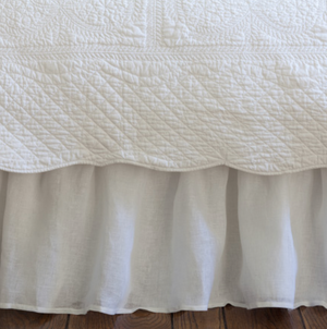 Linen voile gathered bed skirt by Taylor Linens