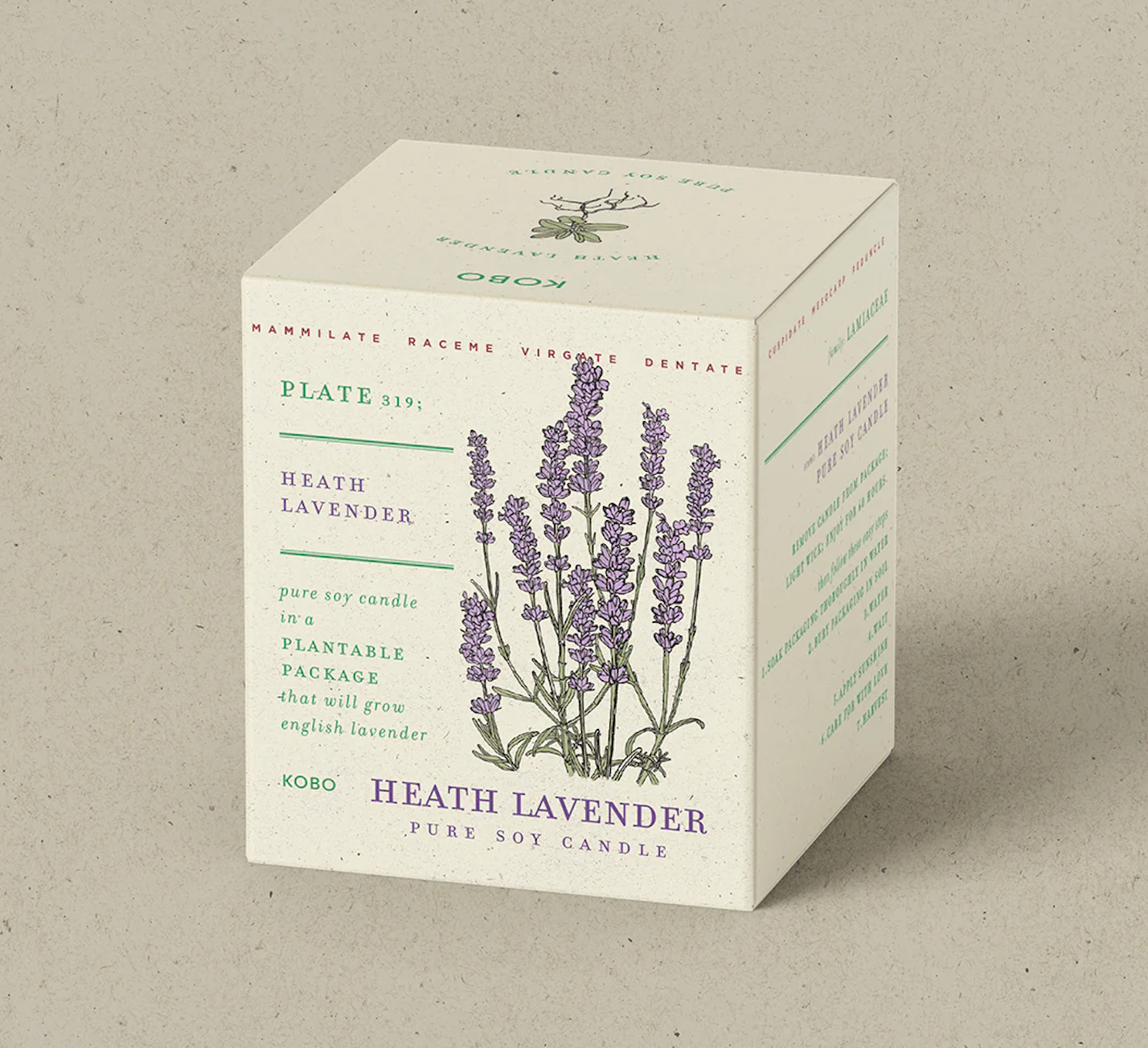 Kobo Heath Lavender plant the box 9oz candle
