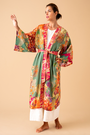 Birds & Blooms Sage kimono by Powder Design