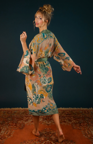 Folk art floral petal kimono gown by Powder Design