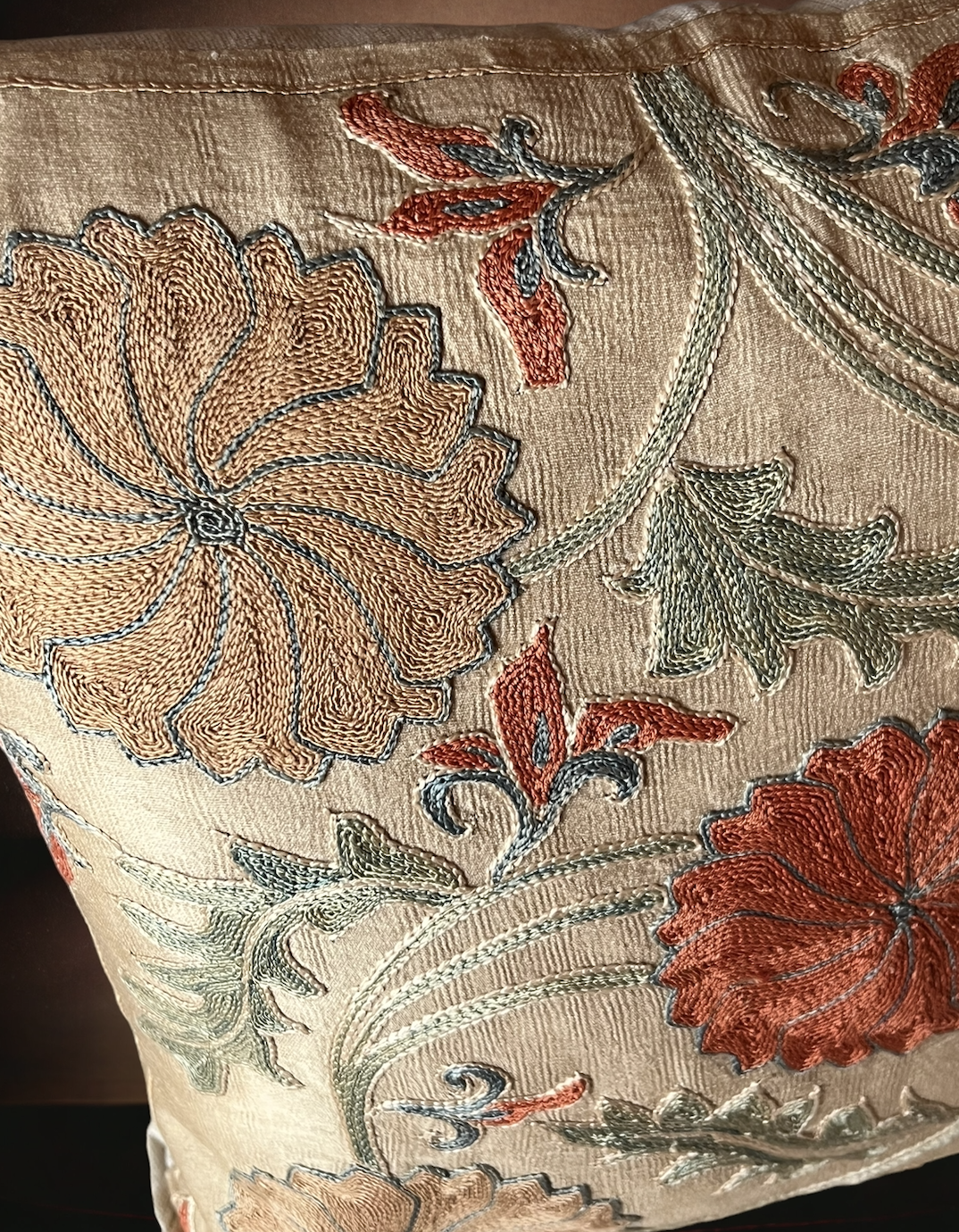 Silk embroidered pillows handmade in Turkey