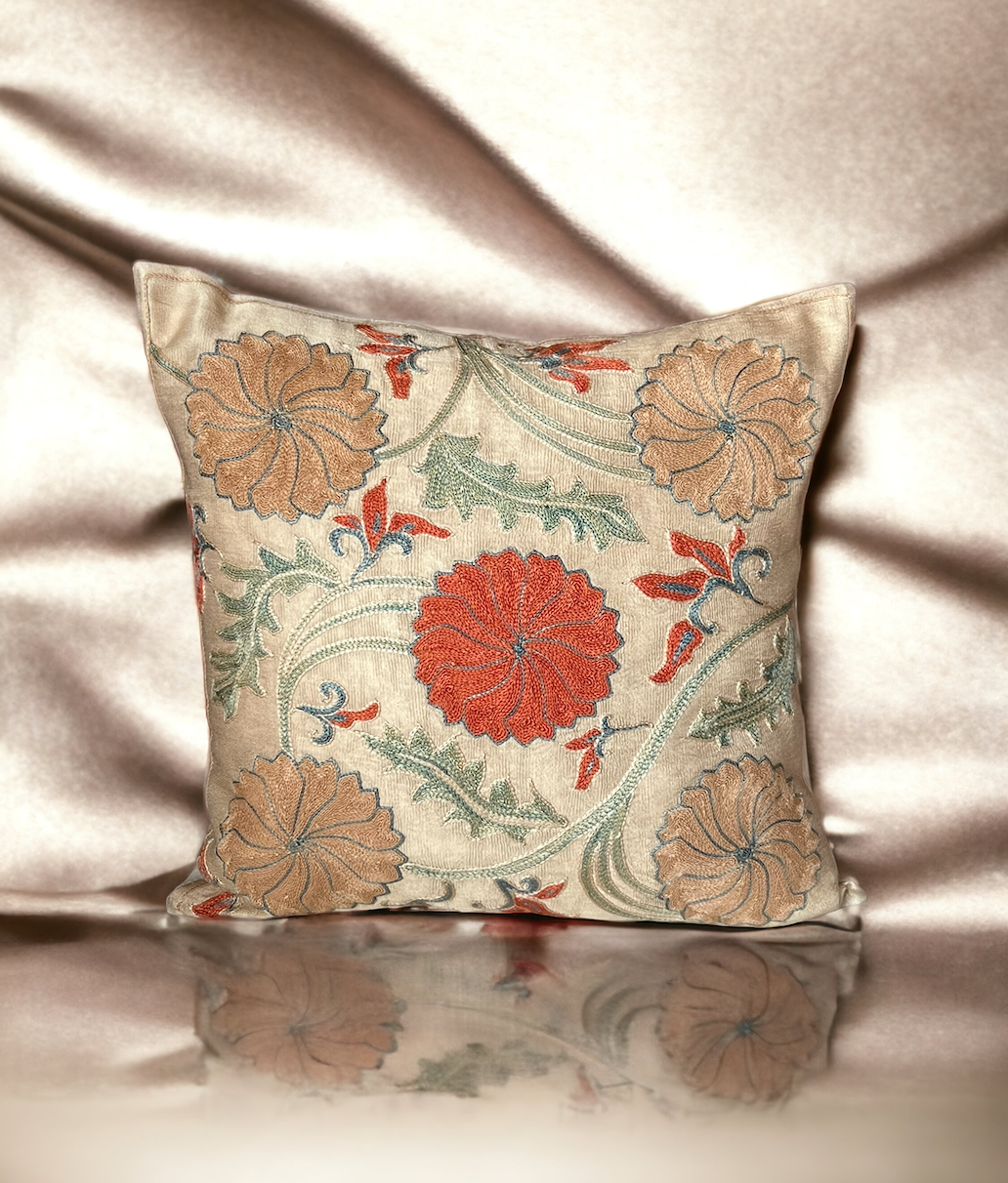 Silk embroidered pillows handmade in Turkey