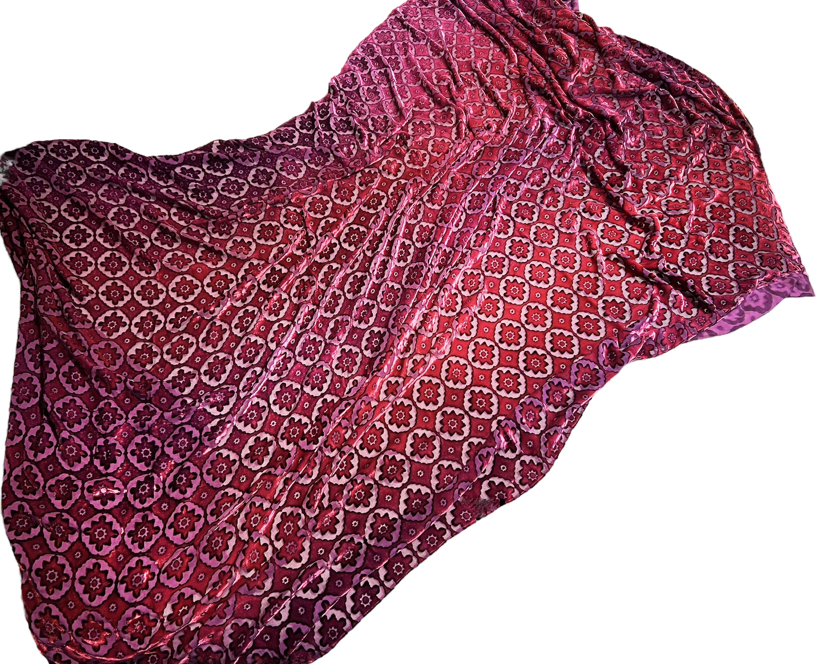 Small Moroccan Raspberry silk velvet throw by Kevin O'Brien