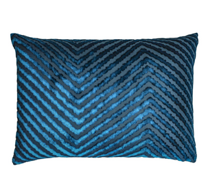 Kevin O'Brien Chevron Cobalt Black Velvet Pillow