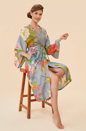 Tropical Jungle Lavender kimono by Powder Design