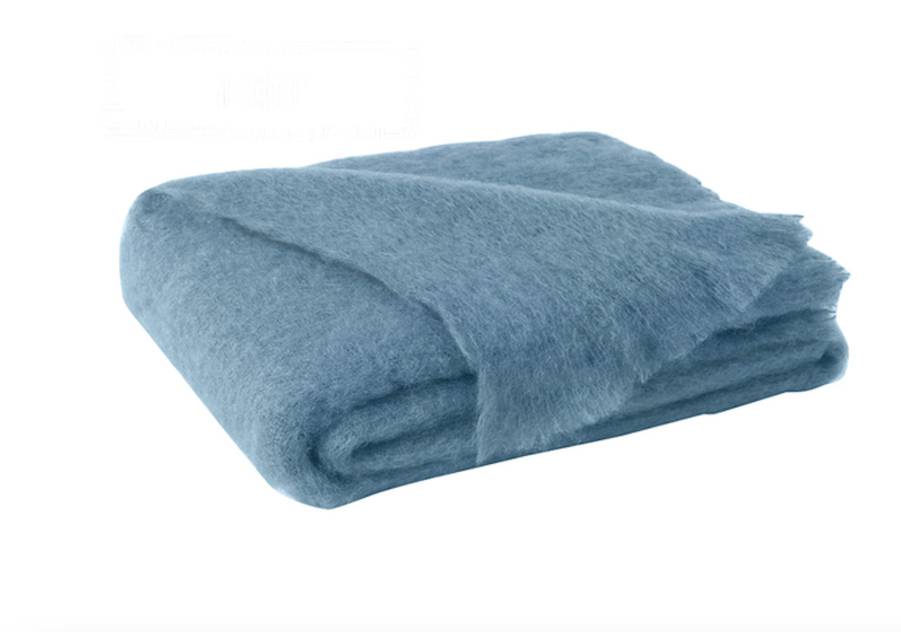 Brushed Mohair Denim Throw