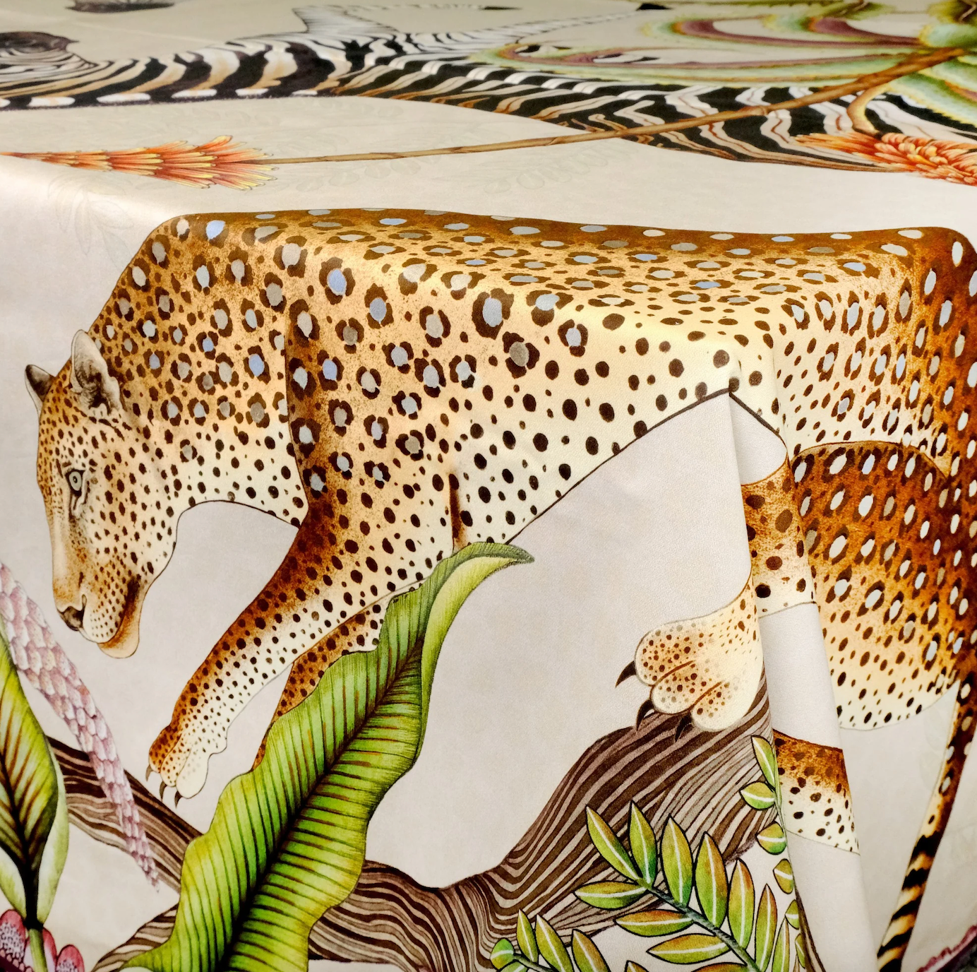 Ardmore Pangolin Stripe cotton tablecloth from South Africa