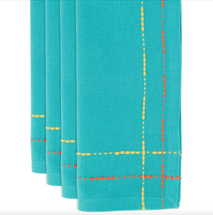 Cotton Dobby Turquoise border napkin sets