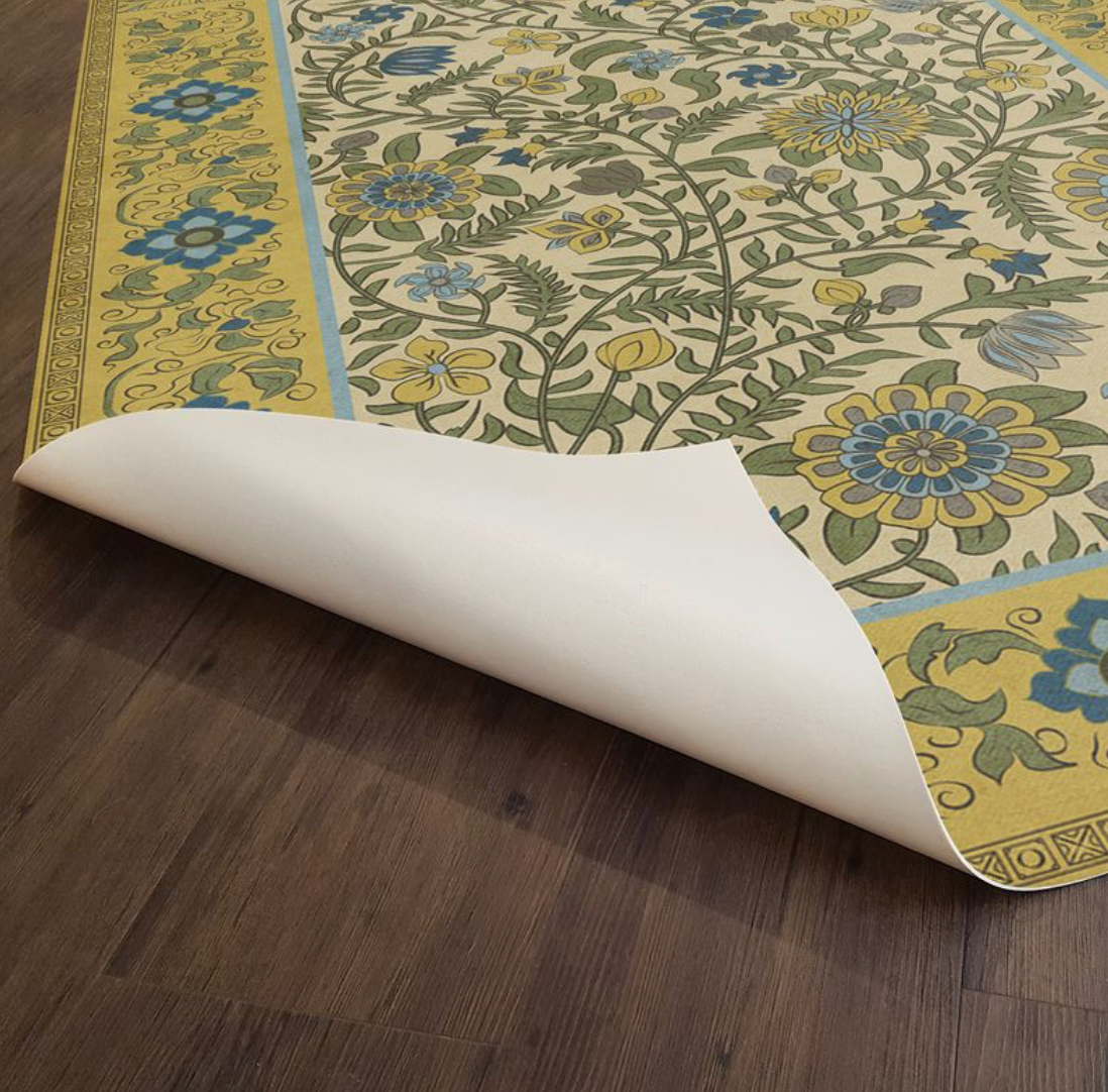 Vinyl Floorcloth Mat Indian Quilt Sanganer by Spicher & Company