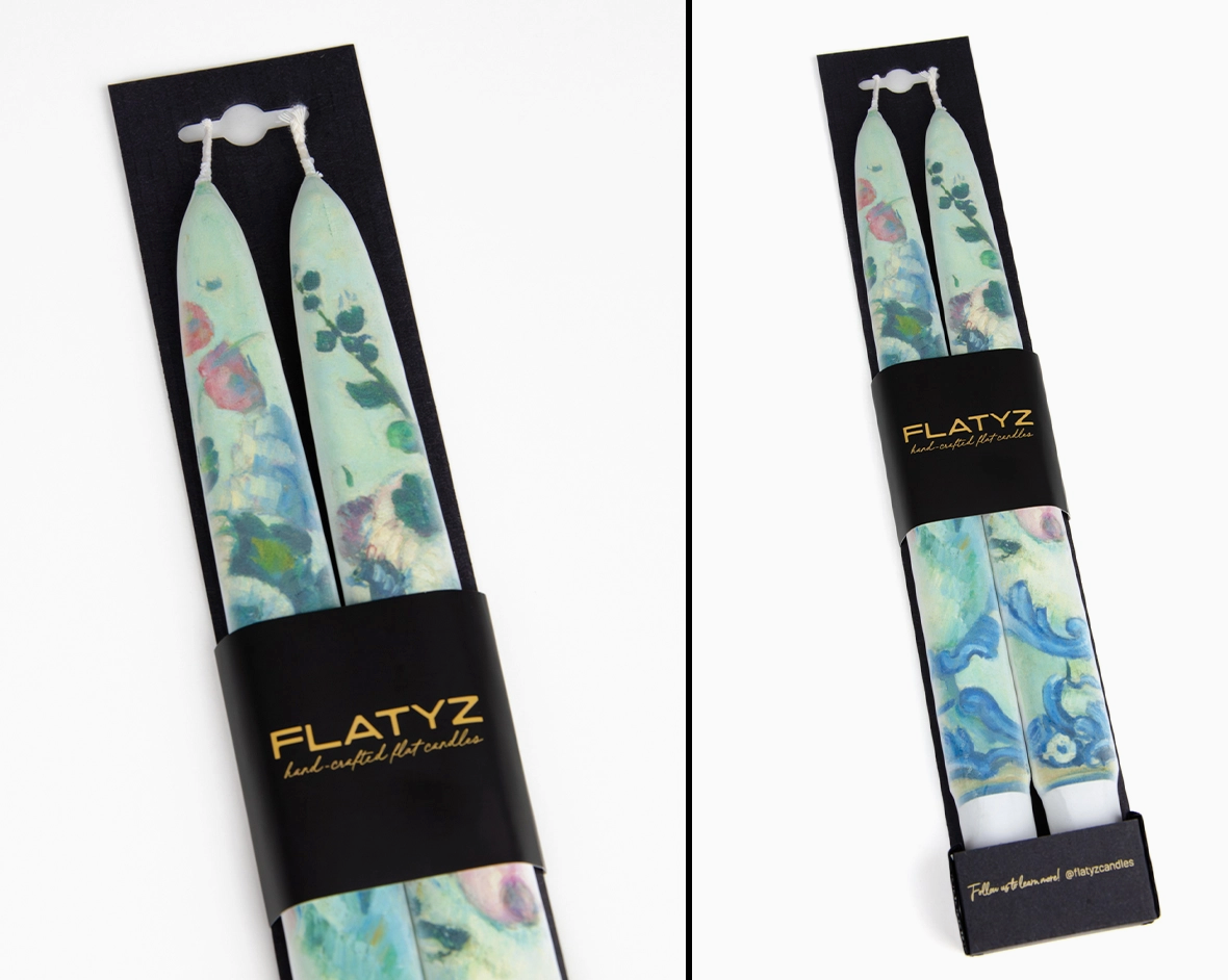 Flowers in a Rococo Vase, Paul Cezanne Taper Candles Set