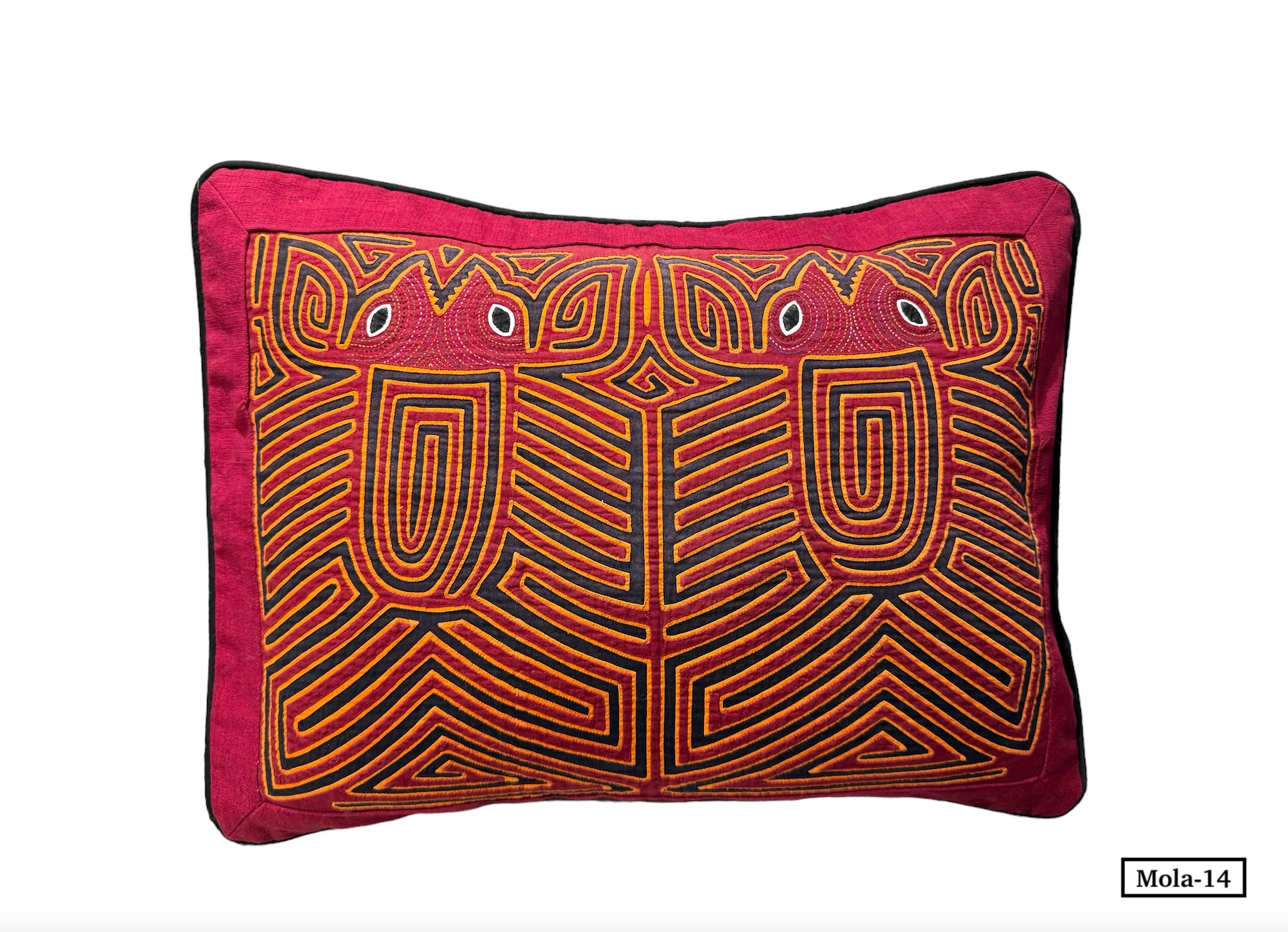 Handmade Mola cloth pillows from the Guna people of San Blas Islands, Panama