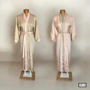 vietnamese silk dressing gown Natural Silk Robe, Flower Patterned Mulberry Silk Kimono, Night Cardigan, Free and Custom Size Made in Vietnam