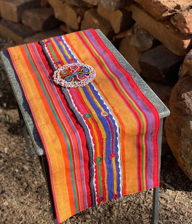 Runner made with Guatemalan textile 11"x36"