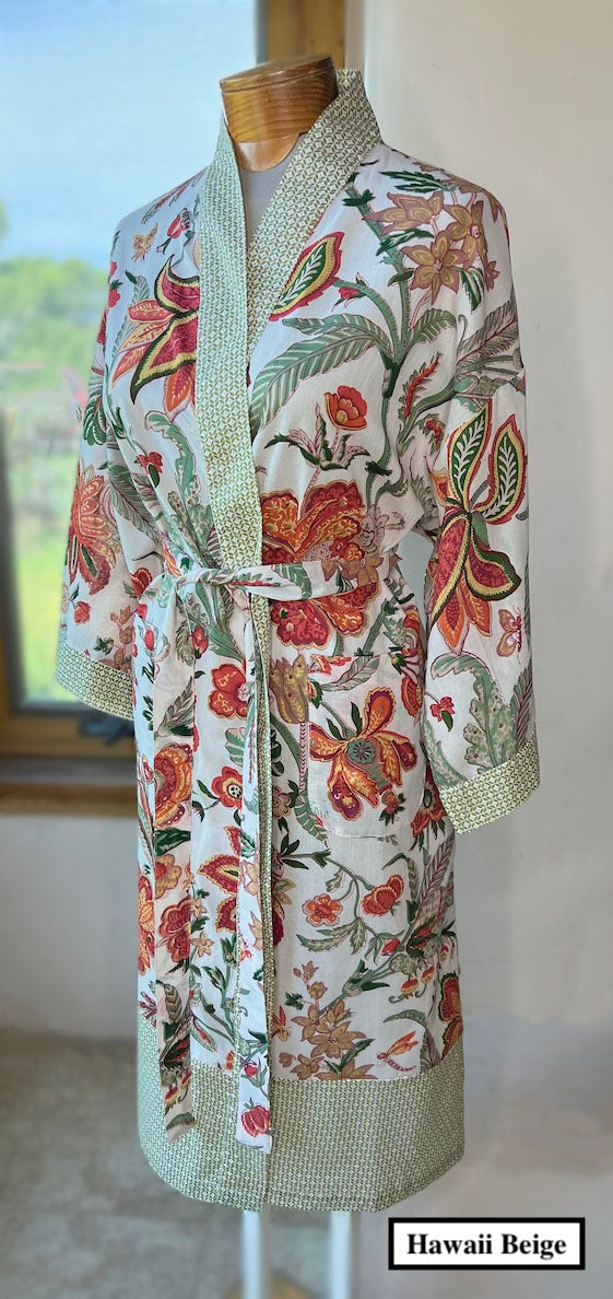 Kimono Robe Vintage Style Long Kimono Indian Cotton Kimono Floral Beach Robe  Sleepwear Gown Bath Robe Sleep Gown Dressing Gown at Amazon Women's  Clothing store