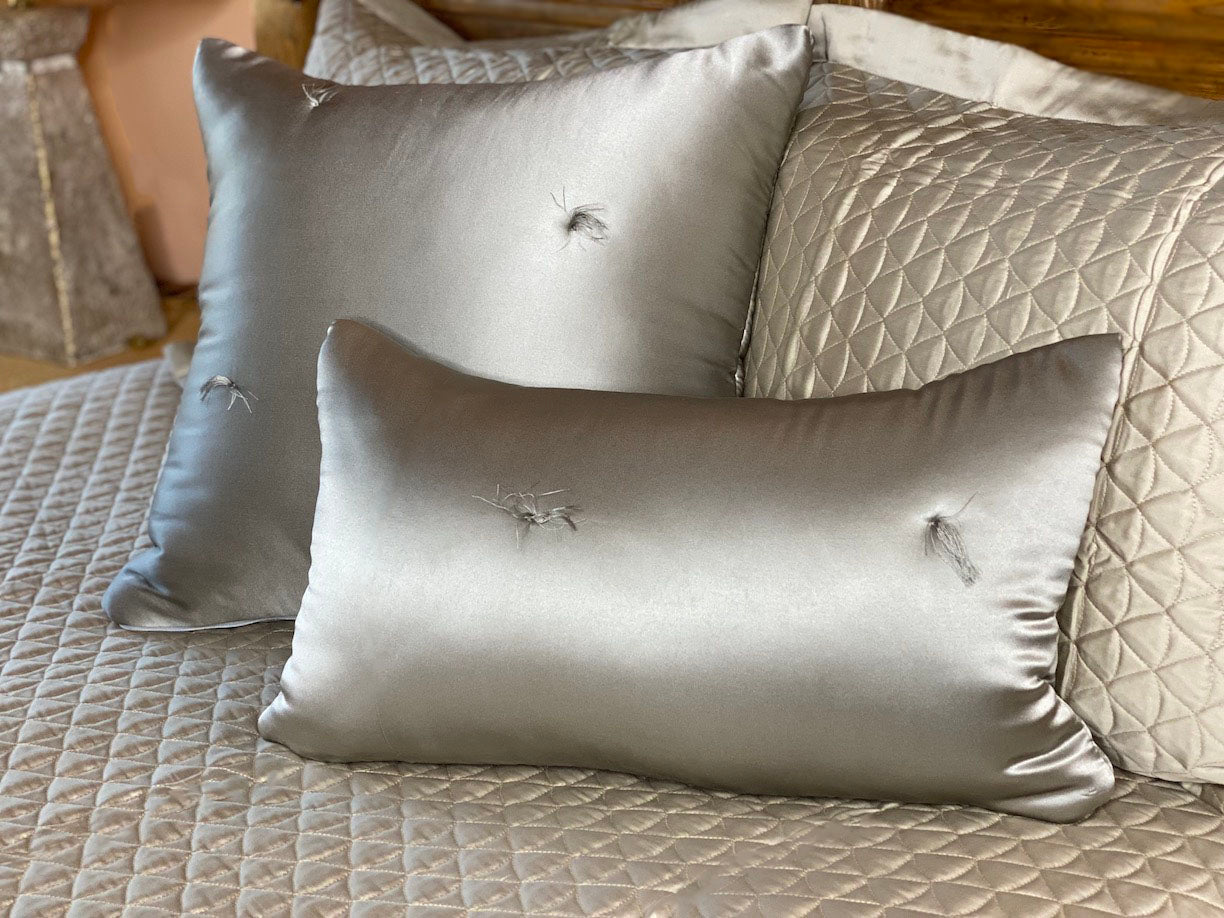 Kumi Kookoon tufted charmeuse silk pillows