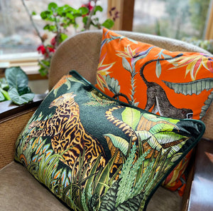 Ardmore Cheetah Kings velvet pillows from South Africa