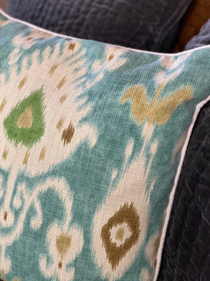 Cotton woven ikat print pillow