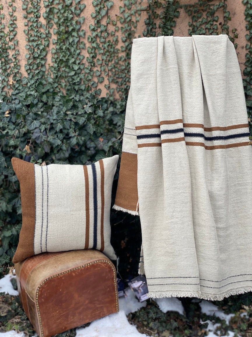 Foundry Beeswax Stripe throw by Libeco