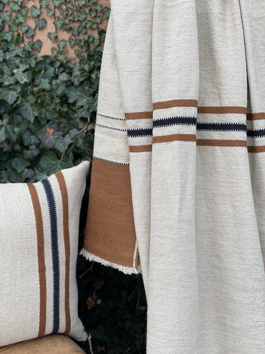 Foundry Beeswax Stripe throw by Libeco