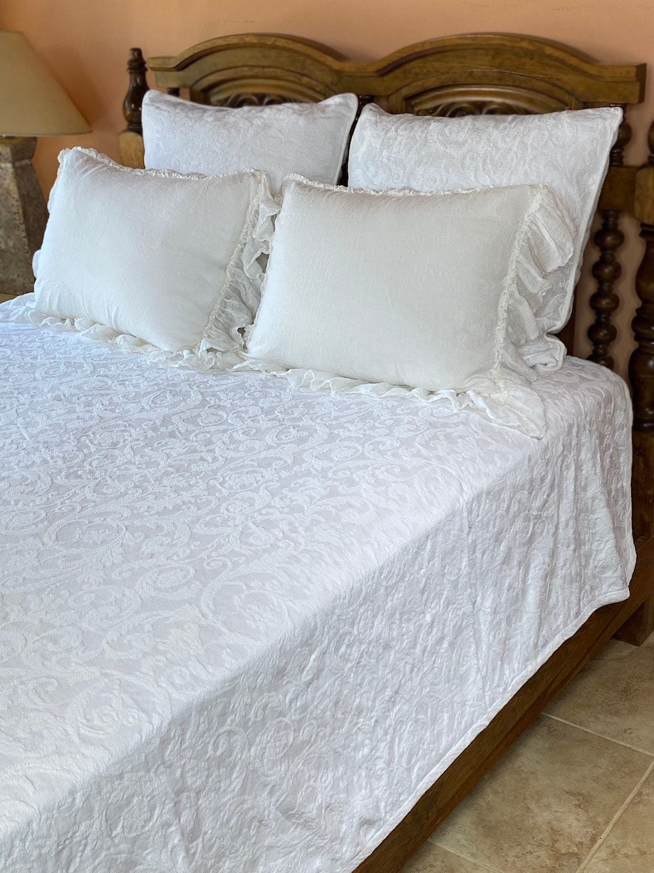 Adele White organic cotton coverlet by Bella Notte