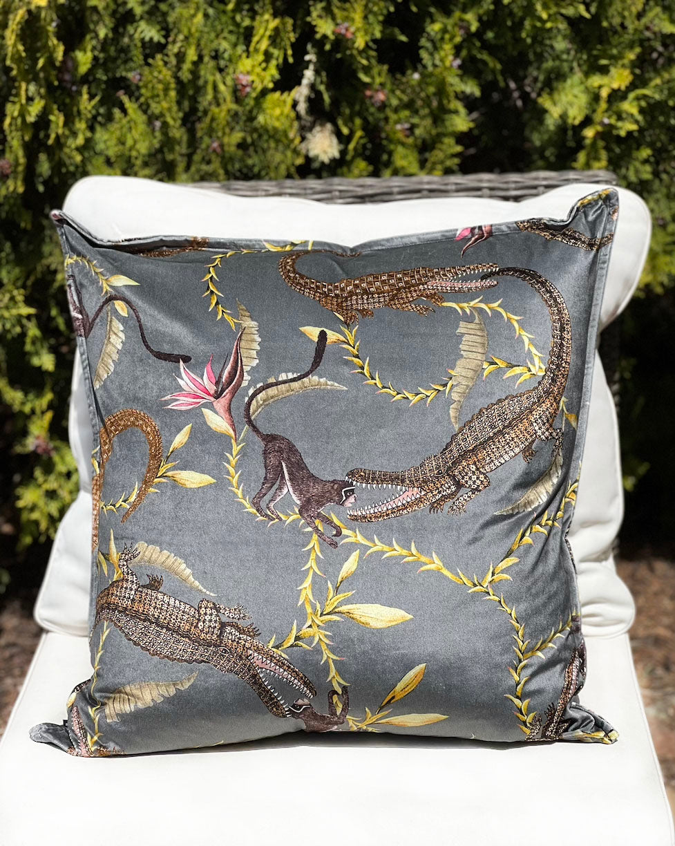 Ardmore River Chase velvet pillows from South Africa