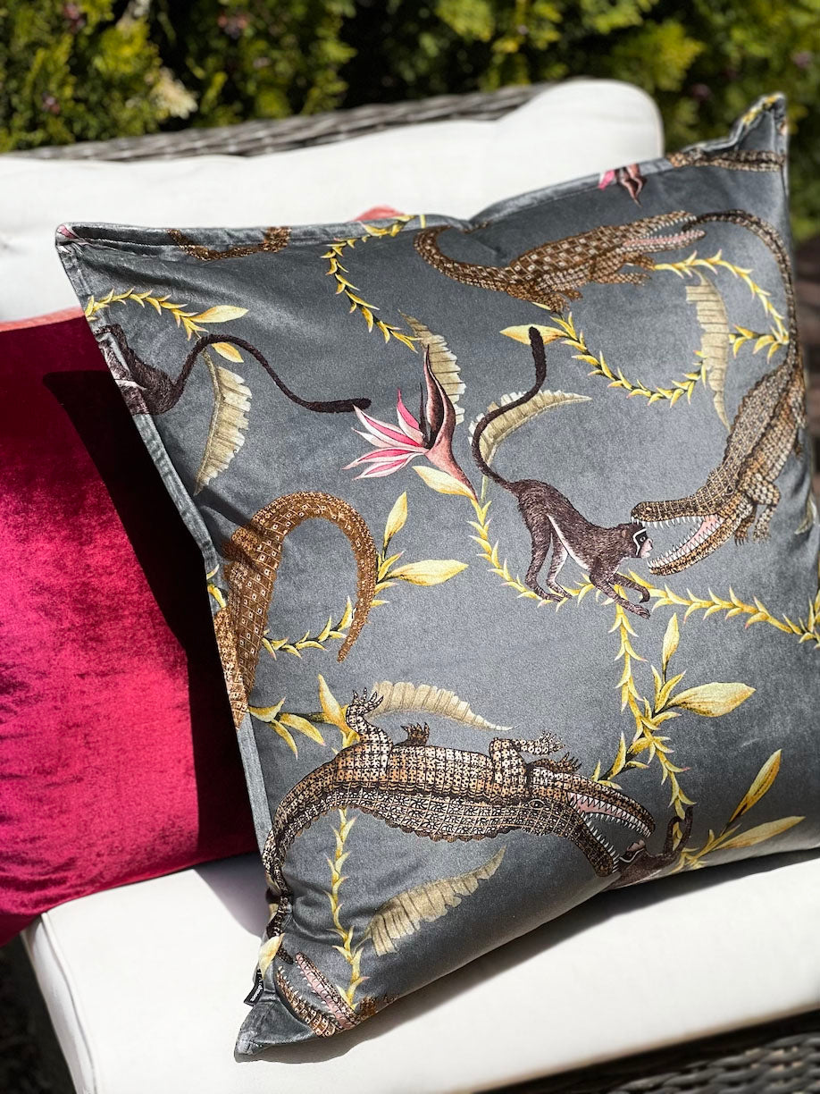 Ardmore River Chase velvet pillows from South Africa