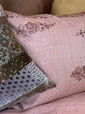 Silk sari King duvet cover set in rose gold color