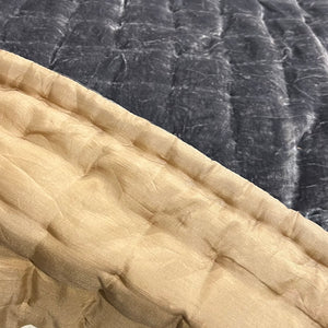 Reversible champagne silk & smoke velvet king quilt from Vietnam