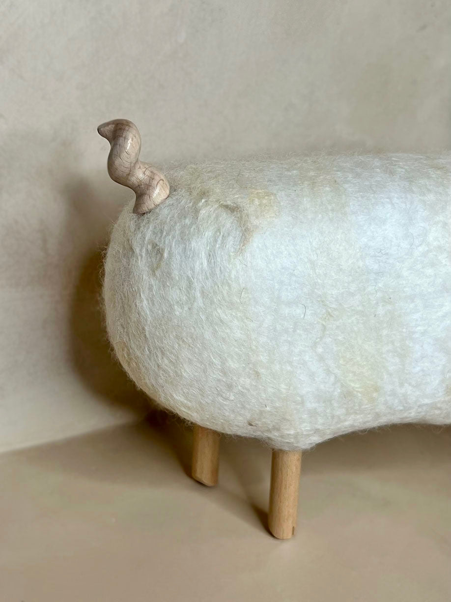 Pig with felted wool handmade in Uruguay