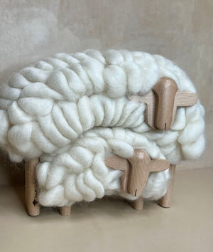 Sheep and lamb with wool top handmade in Uruguay