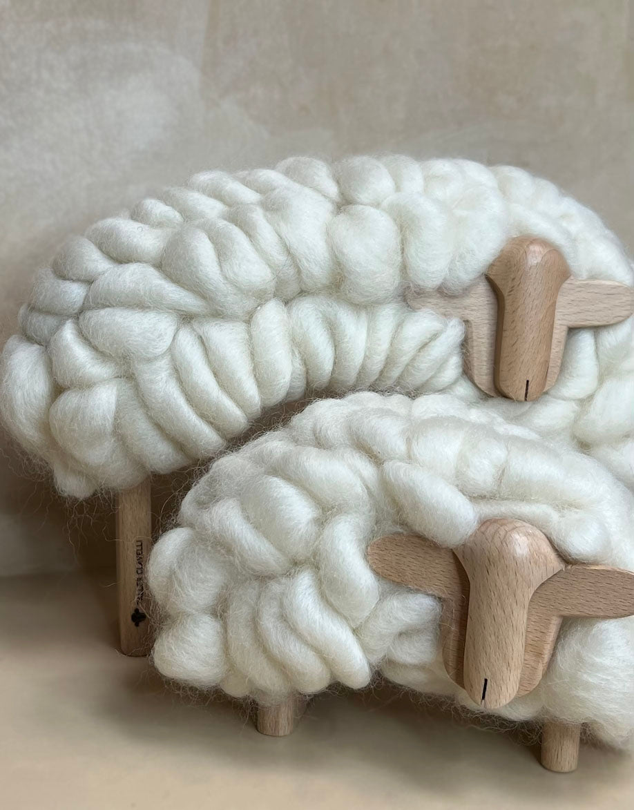 Sheep and lamb with wool top handmade in Uruguay