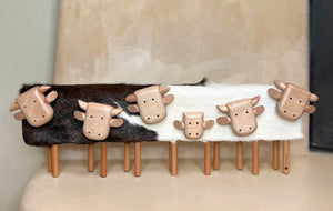 Cow round-up with cowhide handmade in Uruguay
