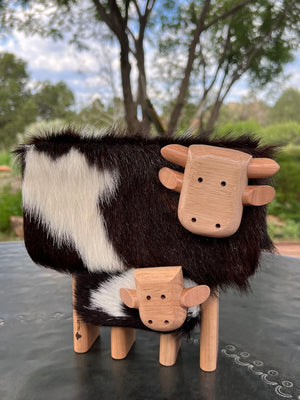 Cow and calf in cowhide handmade in Uruguay