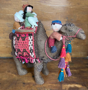 Doll "Girl with sheep on a camel" handmade in Kyrgyzstan