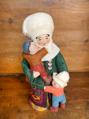 Doll "Mom with two kids" handmade in Kyrgyzstan