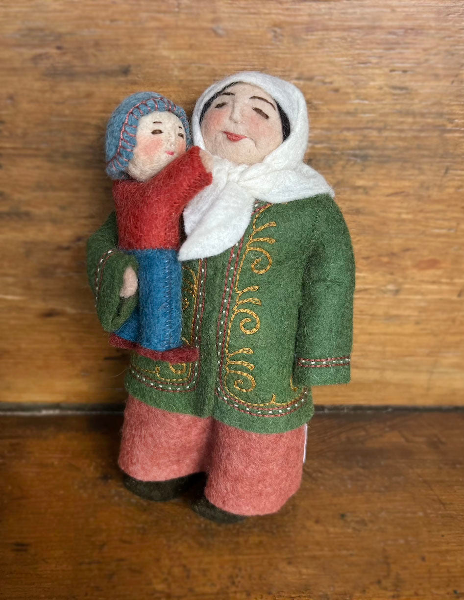 Doll "Mother wearing hijab" handmade in Kyrgyzstan