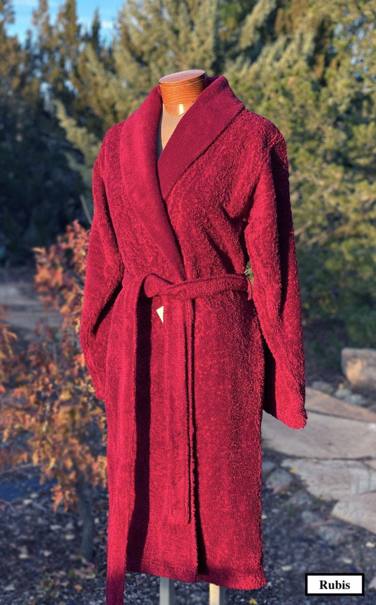 Abyss Habidecor 100% Egyptian cotton bathrobes made in Portugal.  Color: Rubis.