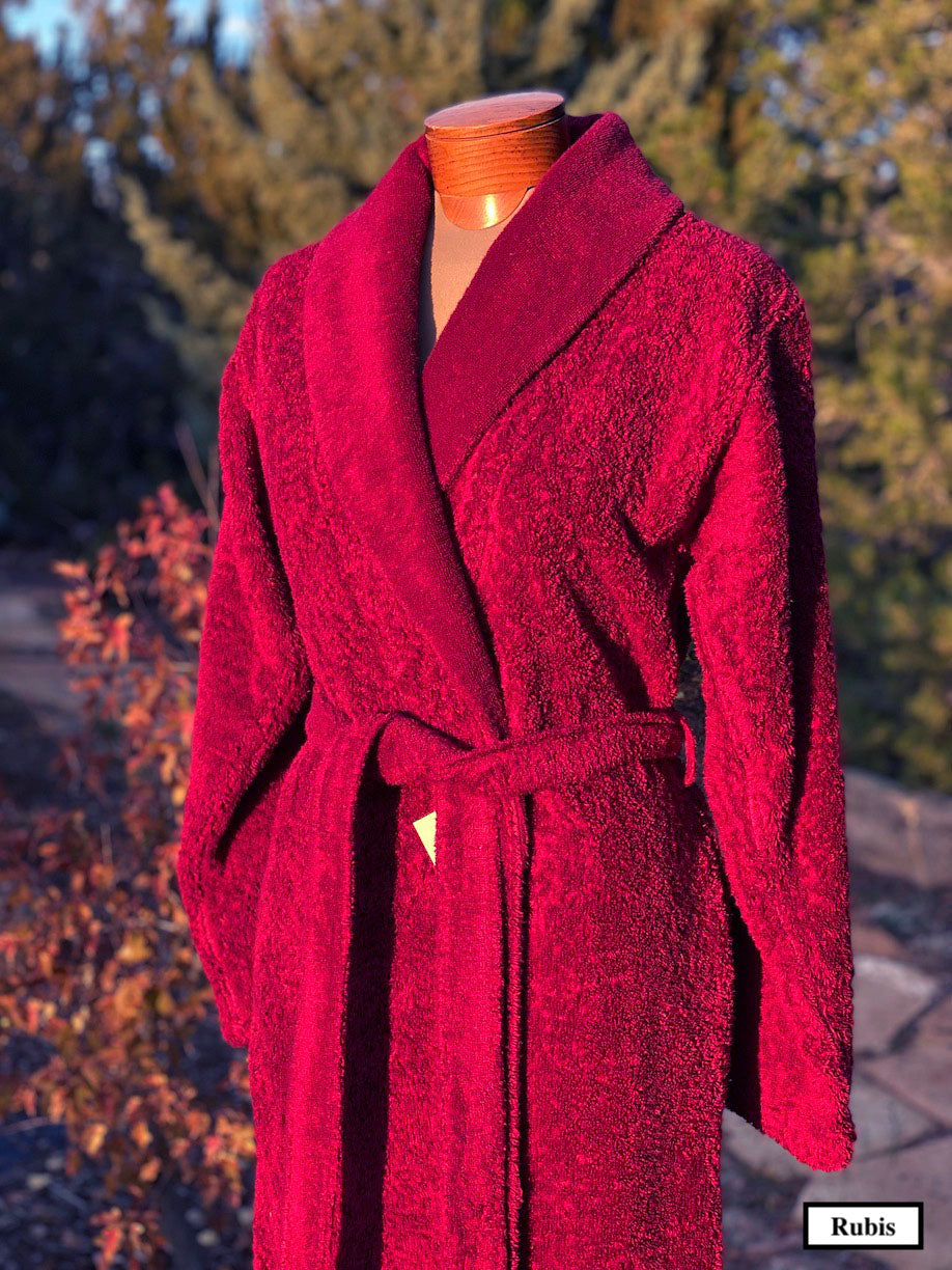Abyss Habidecor 100% Egyptian cotton bathrobes made in Portugal. Color: Rubis.