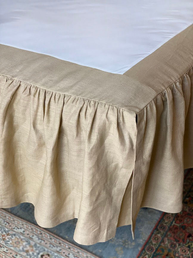 King linen bed skirt
