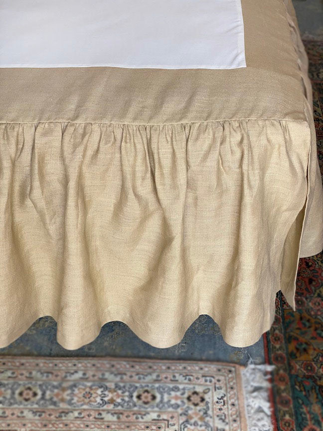 King linen bed skirt