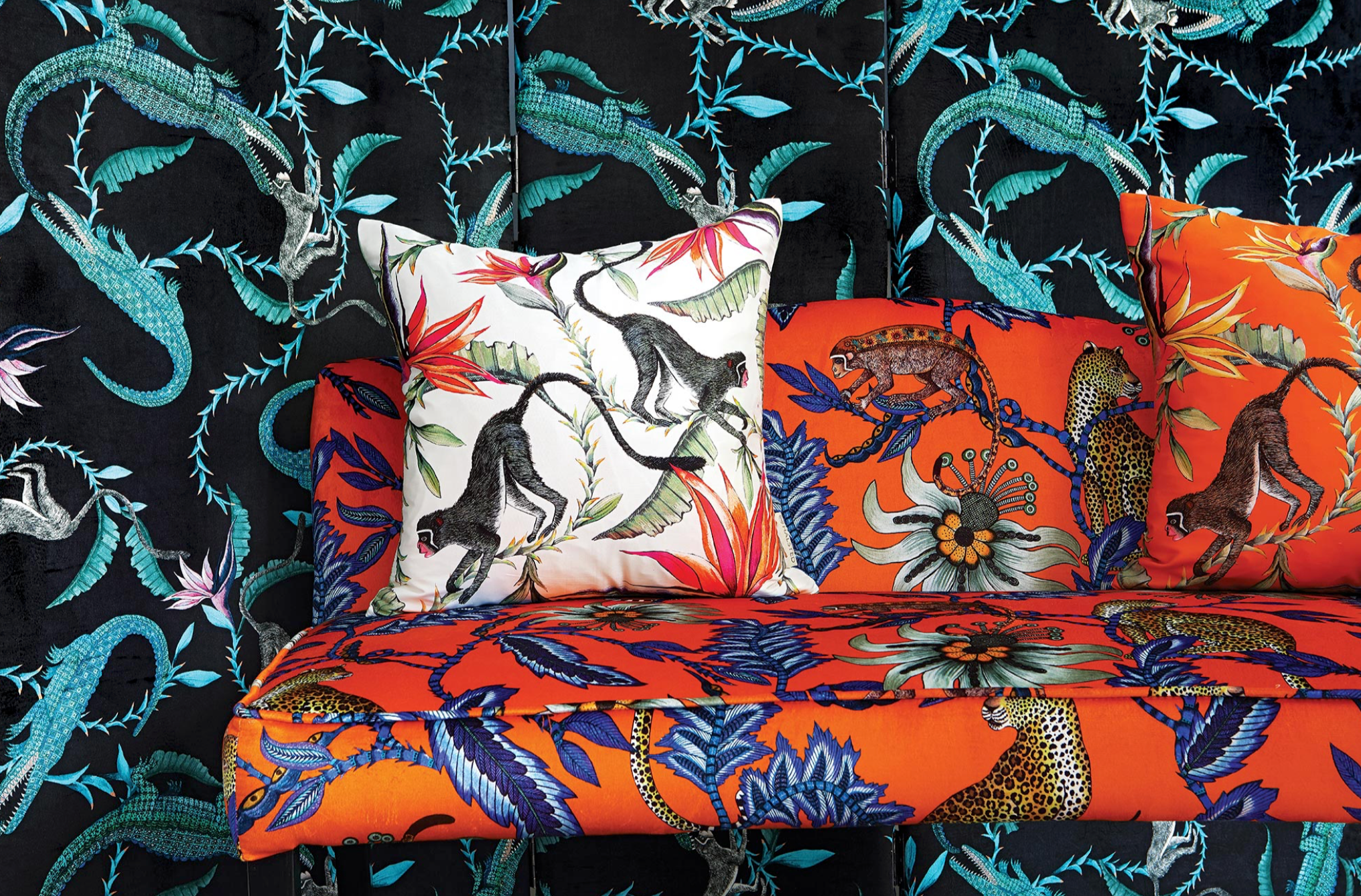 Ardmore Monkey Paradise cotton pillows from South Africa