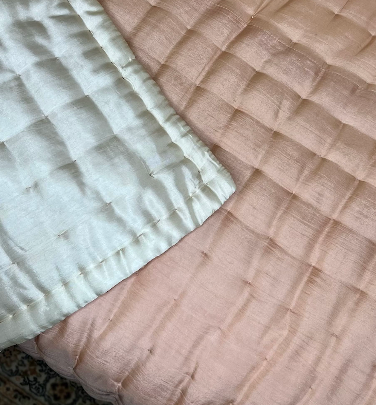 Reversible silk queen quilt from Vietnam