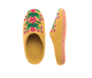French Knot "Secret Garden" felted wool slippers from Nepal