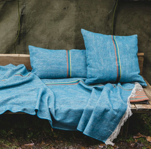 Idaho Teal wool and linen shams from Belgium by Libeco