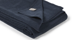 Hudson Navy linen coverlet by Libeco