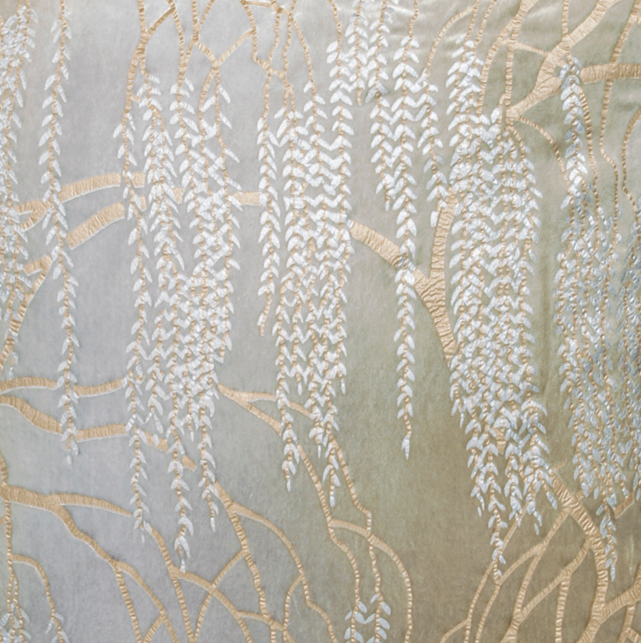 Willow Nickel handmade silk velvet duvet cover by Kevin O'Brien**