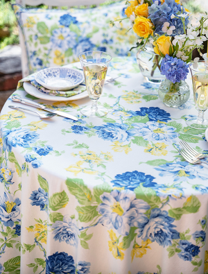 April Cornell Everlasting Blue Round Tablecloth