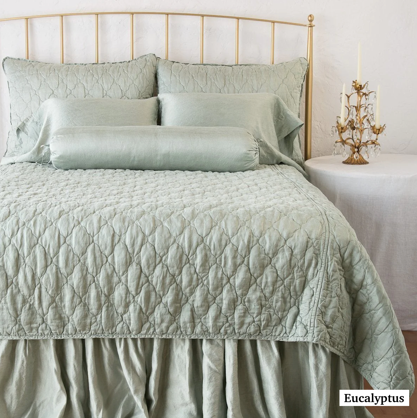 Luna silk & linen coverlet and shams by Bella Notte (**to order)