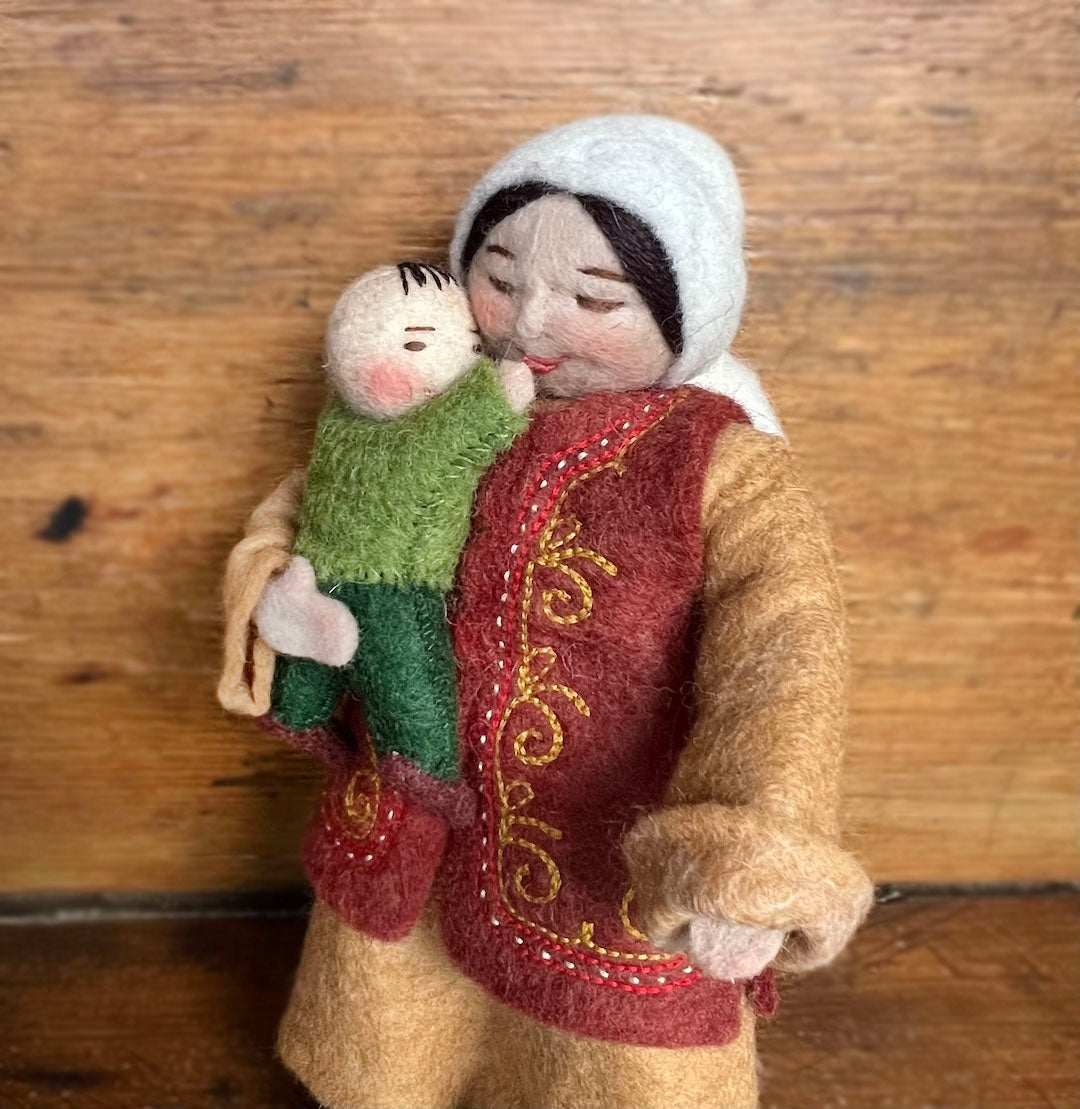 Doll "Grandma with grandson" handmade in Kyrgyzstan